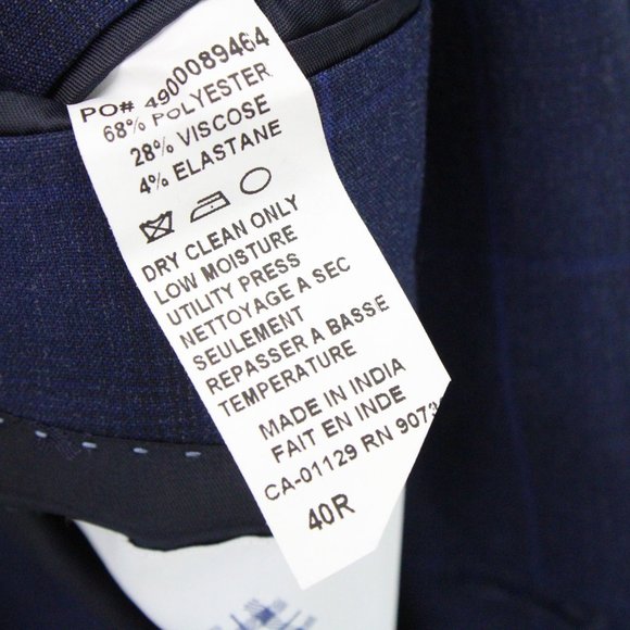 Ryan Seacrest Blazer Mens Navy Blue Plaid Casual Two Button Front Lined Size 40R - Picture 7 of 10